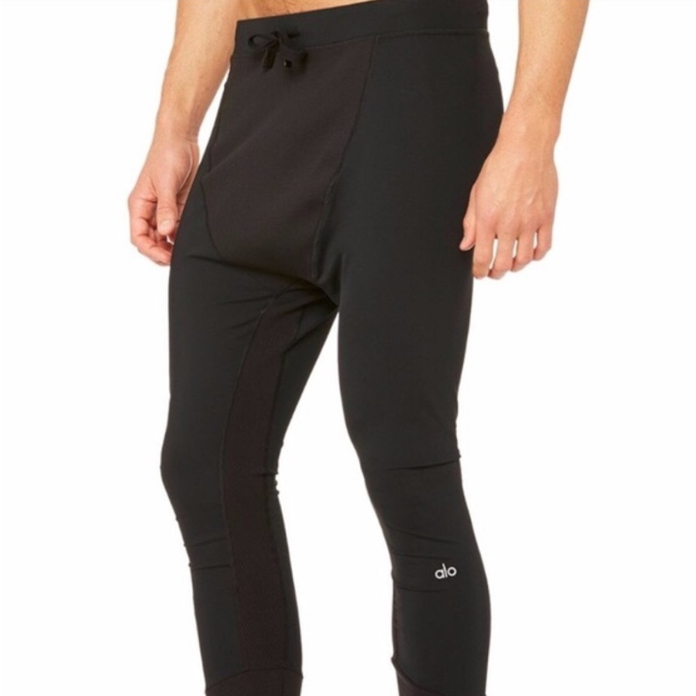 ALO YOGA Mens Rebel Black Drop Crotch Yoga Pants Compression Pants Medium O21